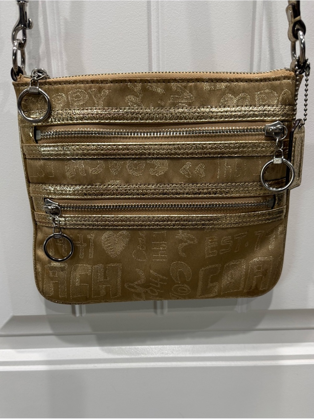 Coach Poppy Glam Gold Metallic Crossbody Bag EUC